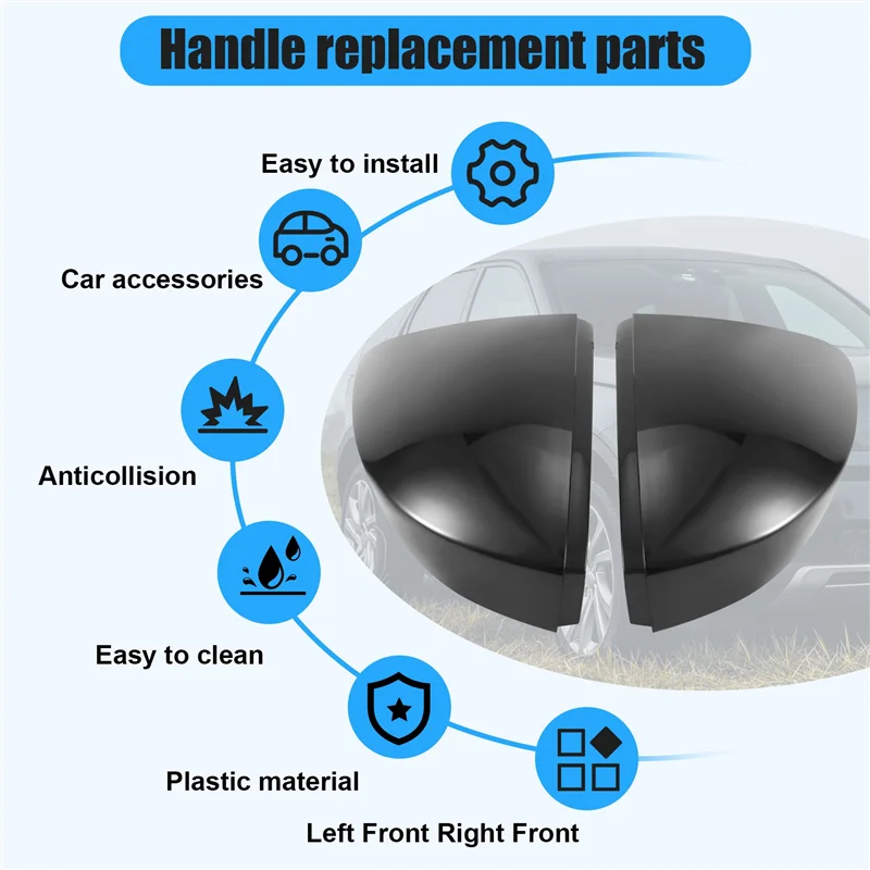 A45f-preto brilhante espelho retrovisor do carro cobre tampas de espelho lateral para skoda octavia mk3 a7 5e 2014-2019 para T-ROC