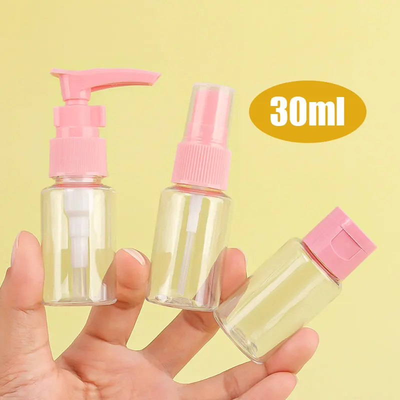 7 個旅行ミニメイクアップ化粧品フェイスクリームポットボトルプラスチック透明空のメイクアップコンテナボトルトラベルアクセサリー