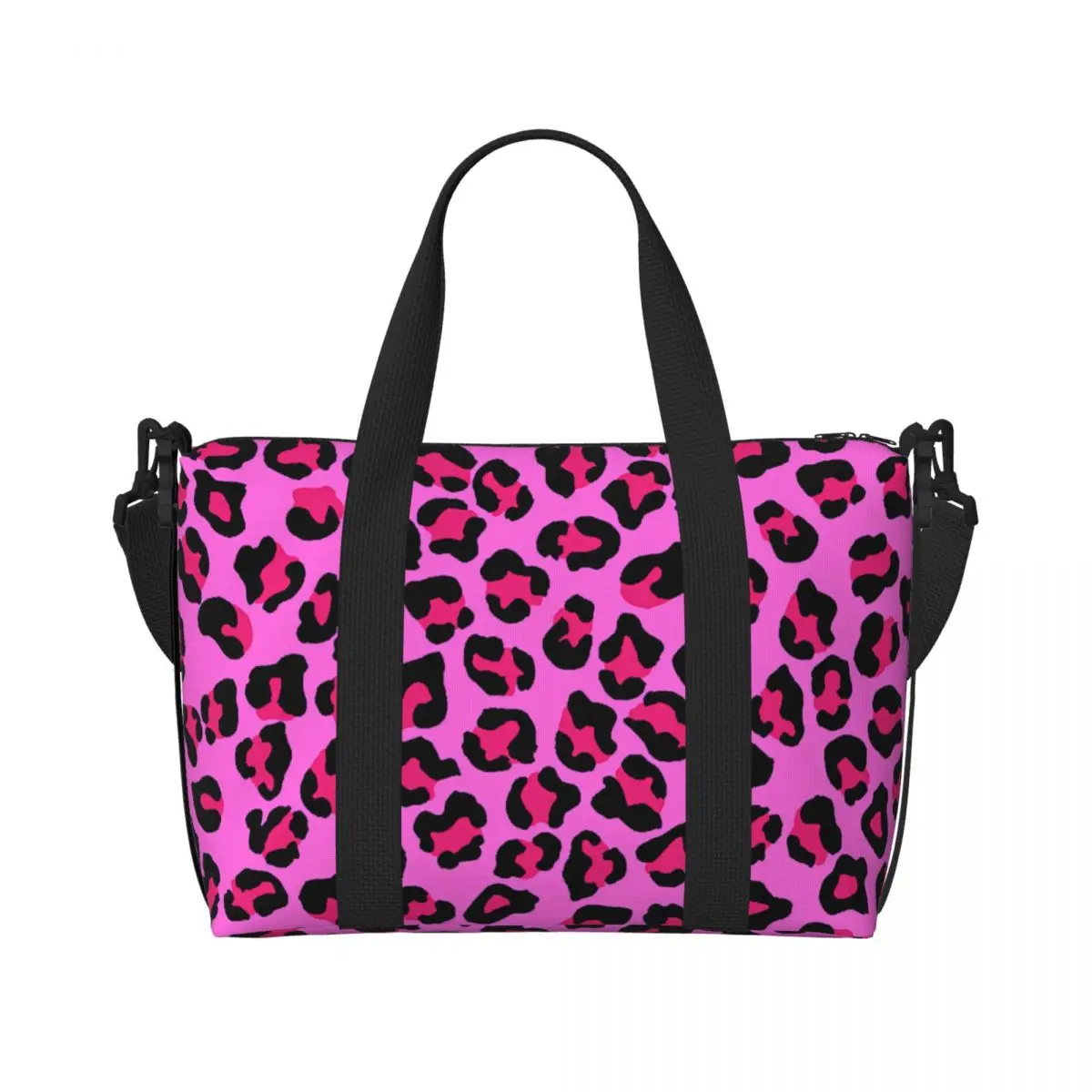 Custom Large Leopard Cheetah Seamless Pattern Tote Bag Women Animal Skin Print Spots Shopper Shoulder Beach Gym Travel Bag