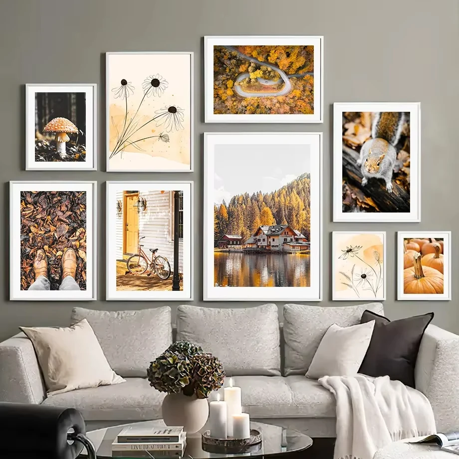 Home Decor Free Images - Autumn Forest Corn Pumpkin Squirrel Mural
