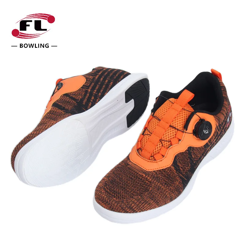 Unisex Right Hand Non-slip Bowling Shoes Women Men Breathable Quick-Lacing Sneakers New Weave Lightweight Indoor Trainers