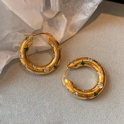 Minimalist Gold Plated Colorful CZ Zircon Circle Huggie Earrings Thin Ear Hoop Cartilage Puncture Earrings Jewelry for Women