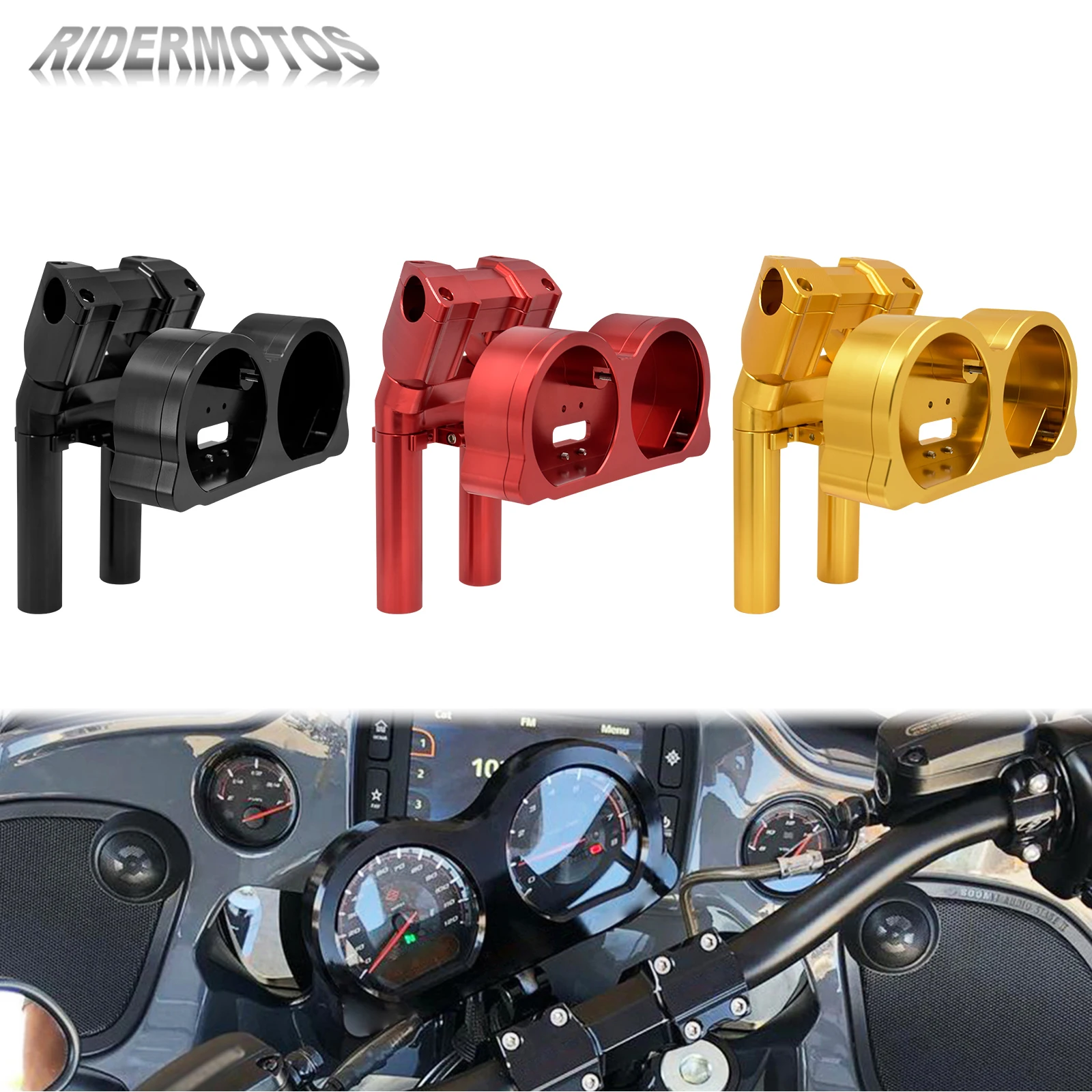 Motorcycle Adjustable Instrument Handlebar Control Bracket Top Clamp Riser Tube Support Kit For Harley Touring Road Glide 15-23