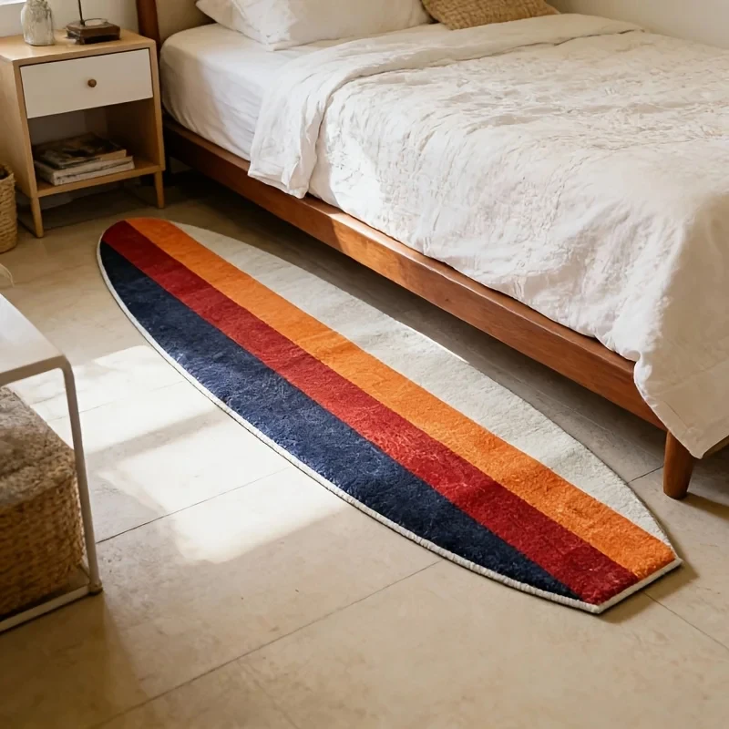 VIKAMA Hawaiian Style Surfboard Soft Non-Slip Floor Mat Rug for Bedroom Bedside Living Room Cloakroom Decorative Carpet
