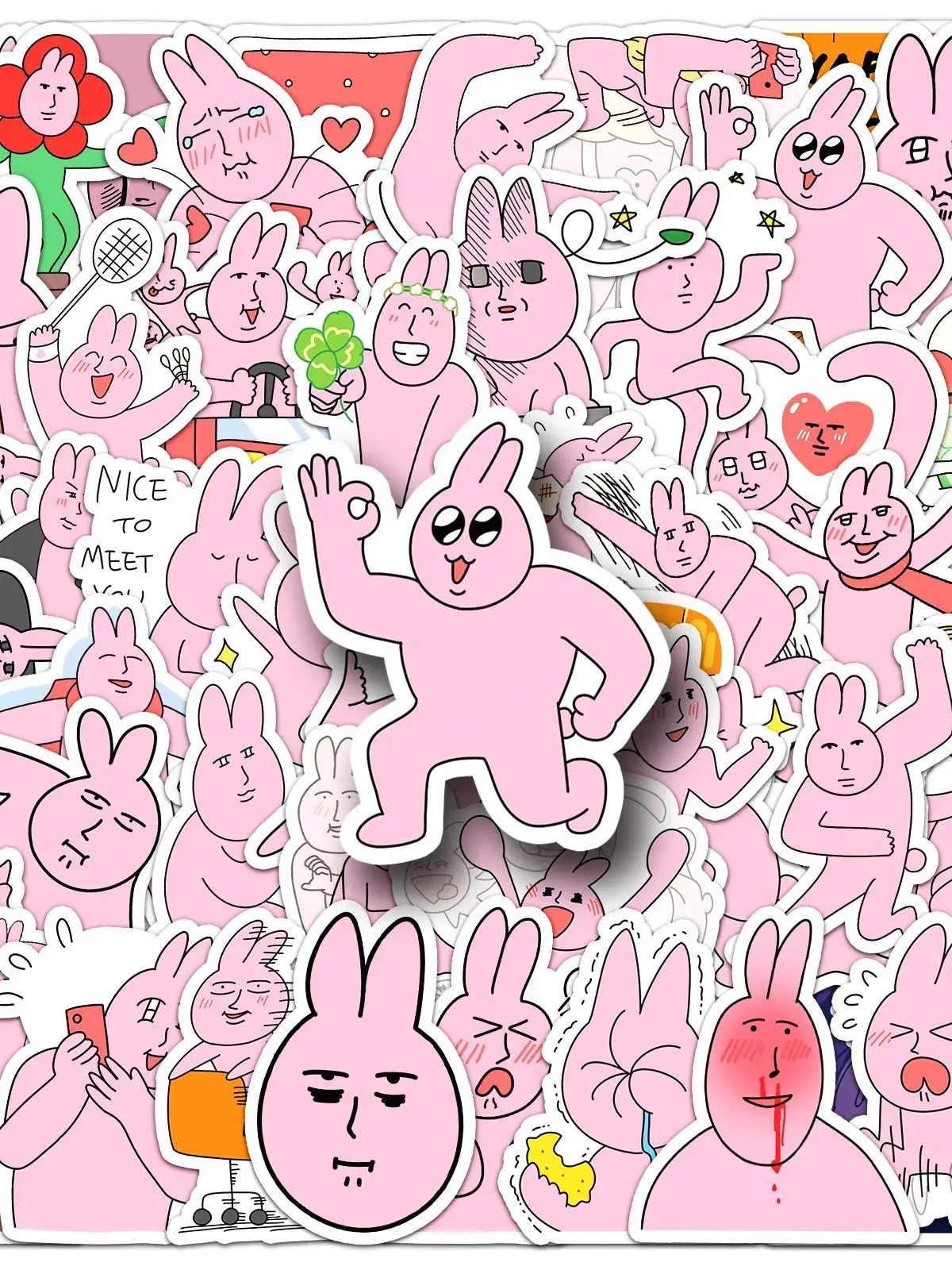 AliExpress GOGOTU 10/30/50PCS Funny Pink Rabbit Stickers Cartoon Animal Meme Myfriend Graffiti Kids Toys Fridge Luggage Laptop Guitar Bike Decals