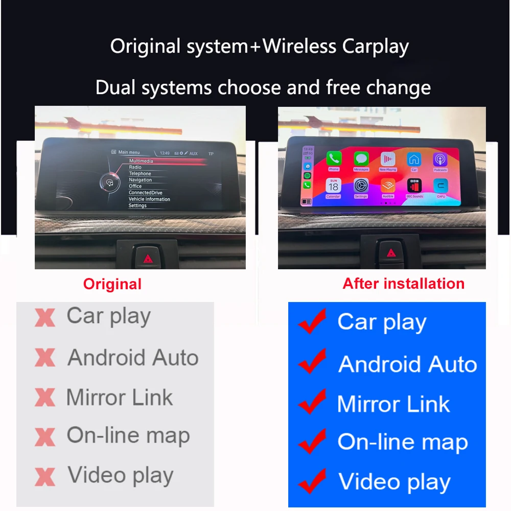 صندوق ذكي لسيارة BMW M4 F82 F83 ترقية الشاشة الأصلية مع وصلة مرآة أندرويد أوتوماتيكية AirPlay الملاحة اللاسلكية Apple CarPlay NBT #4