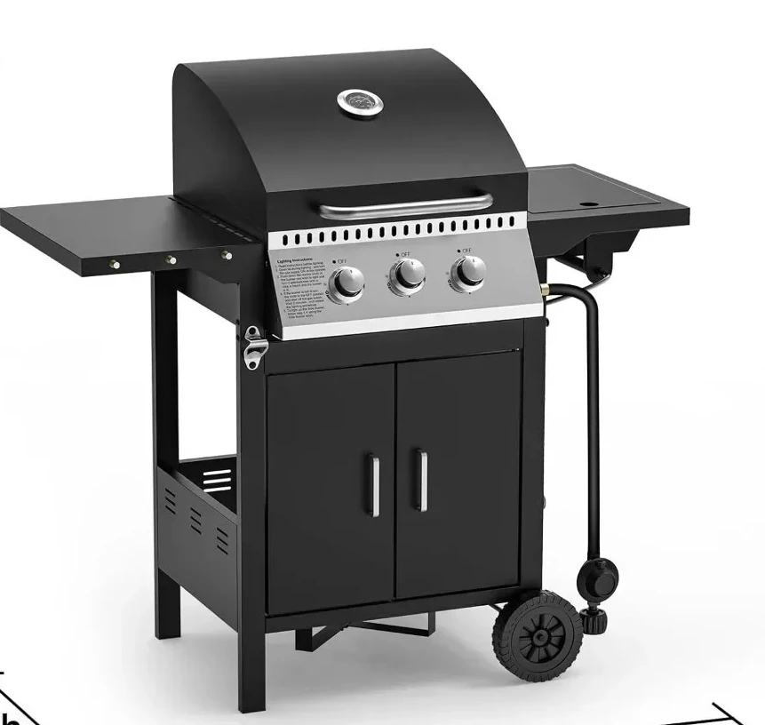 # Propangasgrill mit 3 Brennern, 30.000 BTU Gasgrill, ideal zum Kochen im Freien, Grillgrills