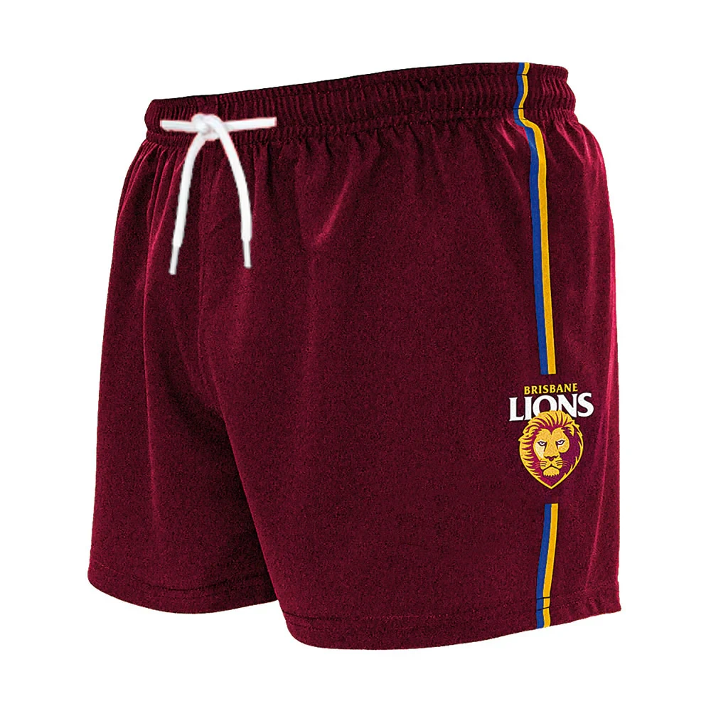 شورت رجالي فضفاض من Brisbane Lions 2025 شورت Guernsey الأسترالي لكرة القدم شورت تدريب الرجبي شورت رياضي قابل للتنفس #1