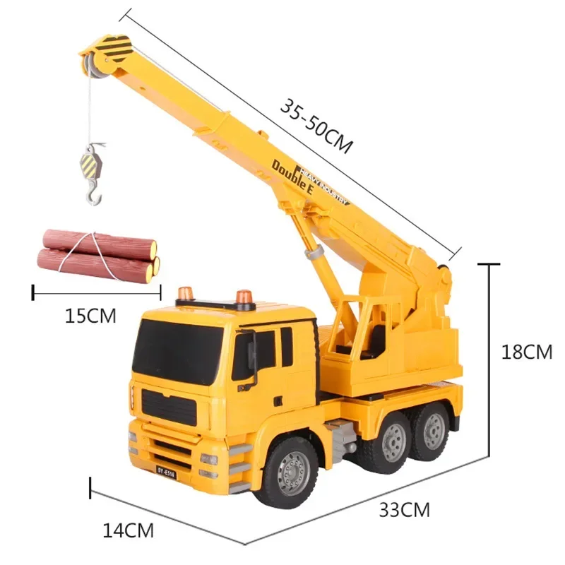 รถบรรทุกบังคับวิทยุ Double E RC Truck 1/20 รถเครนควบคุมระยะไกล รถวิศวกรรมจำลอง ตะขอเกี่ยวแบบยืดหยุ่น รถไฟฟ้า ของขวัญวันเกิดสำหรับเด็ก