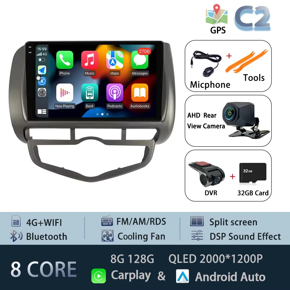 Voor Honda Fit Jazz 2002-2008 LDH RDH Autoradio Audio Mulltmedia Speler Android Intelligent Systeem GPS Navi DPS 4G Carplay WiFi - afbeelding 1
