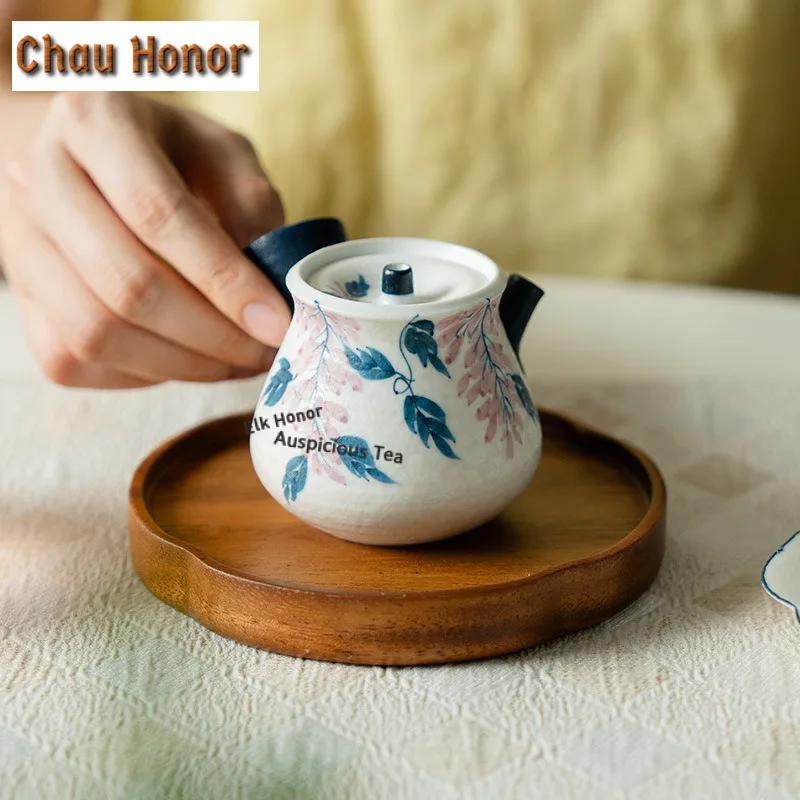 

140 мл ручная роспись цветок глицинии чайник древний чайник заварочный горшок чайник с шариковым отверстием ча украшения