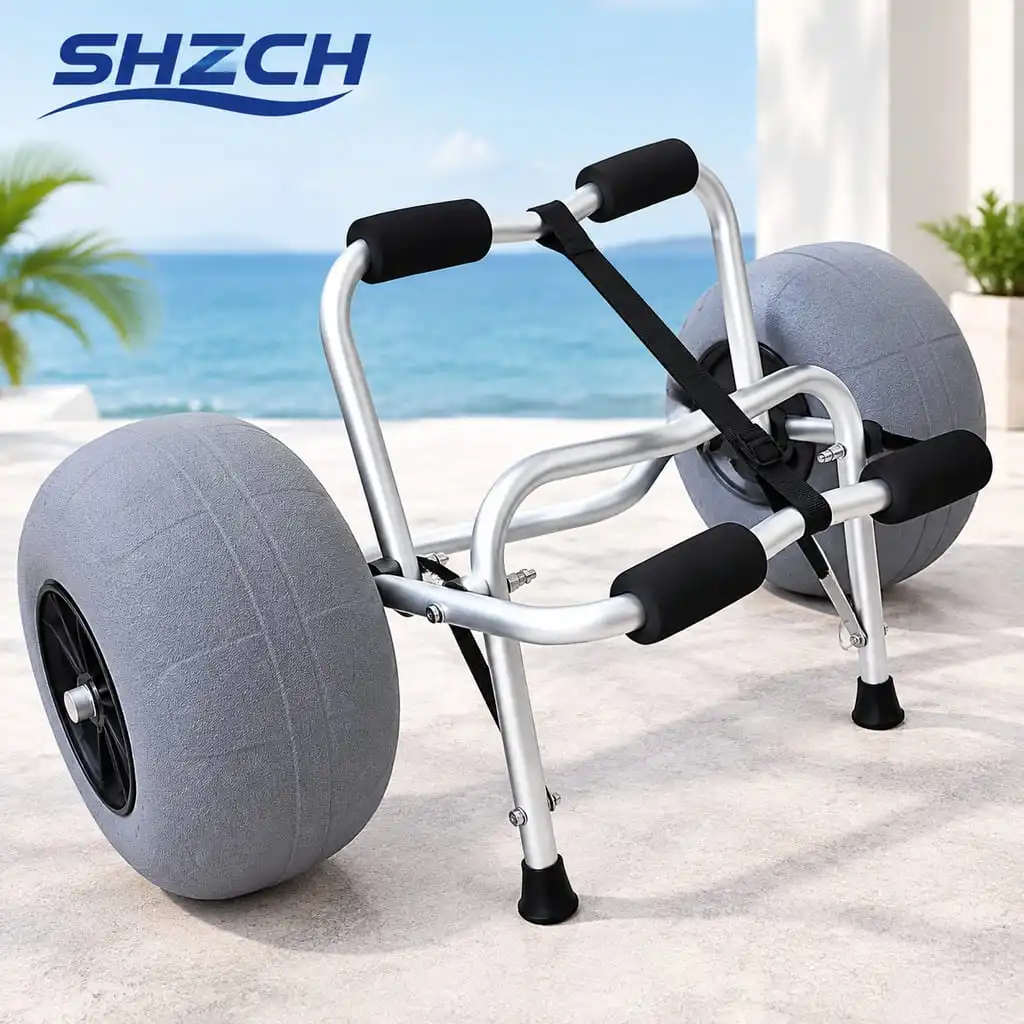 Portable Folding Kayak Trolley Canoe Paddle Board Dolly 330LBS Adjustable Width Balloon Wheel Cart