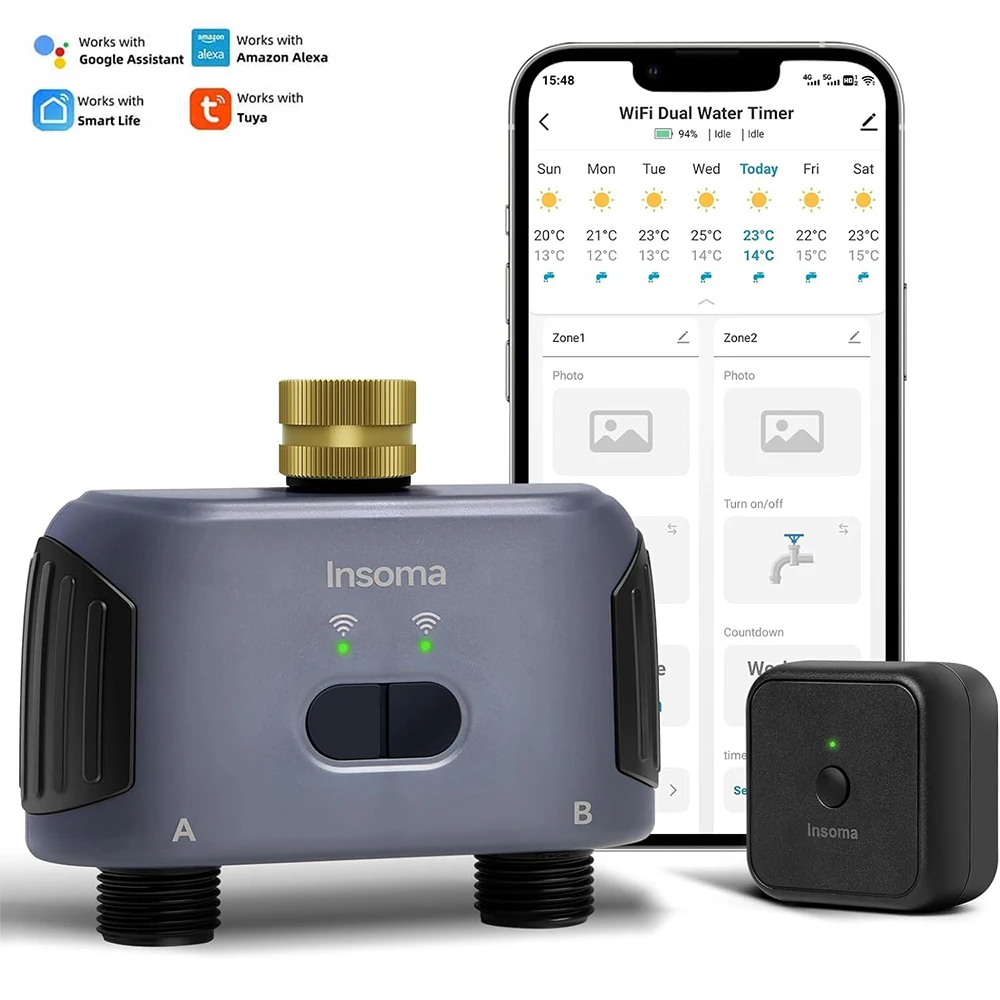 Insoma-Temporizador Automático Com Gateway, Irrigação Do Jardim, Sistema De Rega, Ferramentas De Programador De Sprinkler, Suporta Alexa, 2 Maneiras