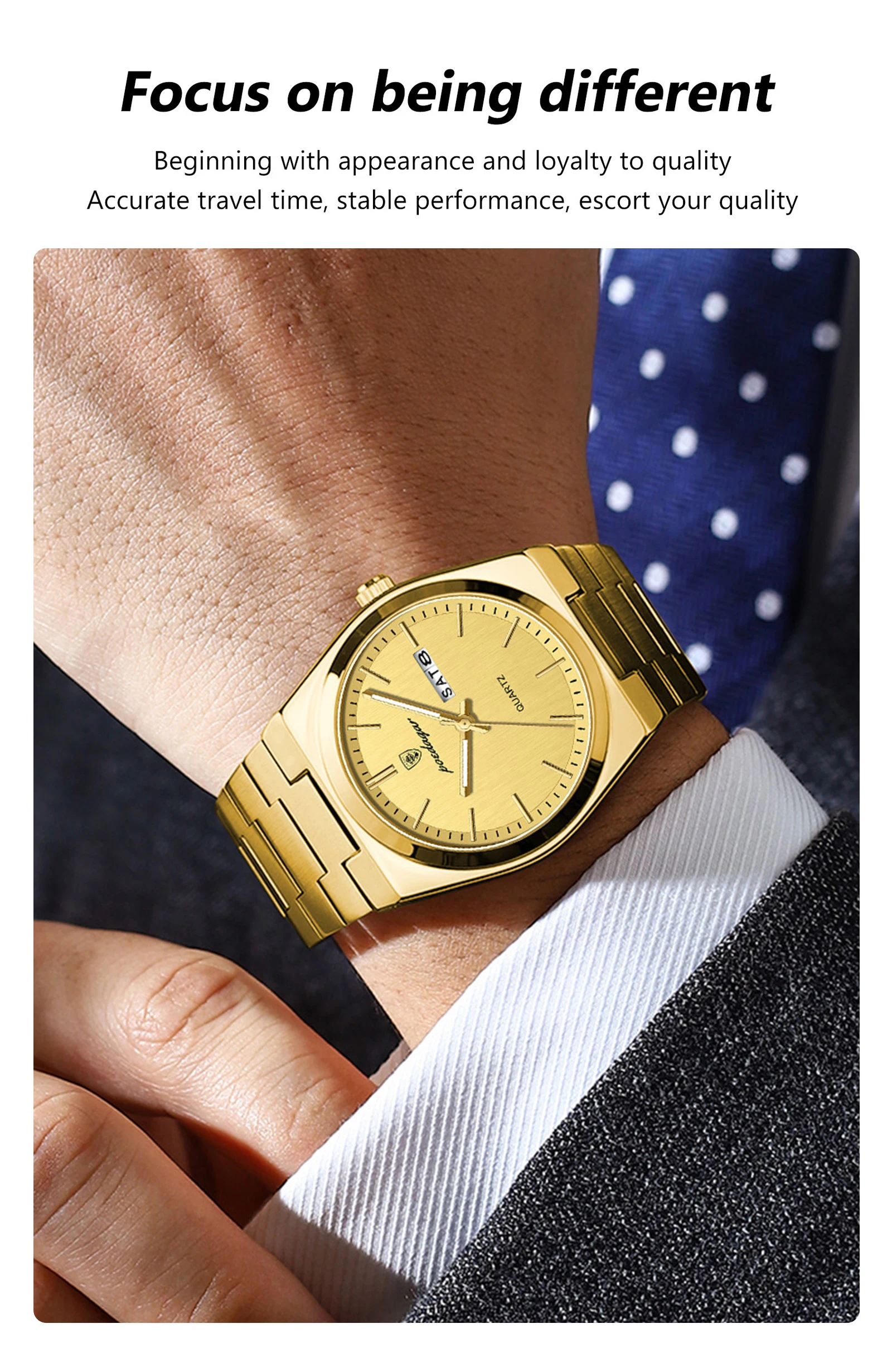 POEDAGAR Mode Klassische Mann Uhr Wasserdicht Leucht Datum Woche Luxus Männer Uhr Edelstahl Quarz Business herren Uhren – Detail 4