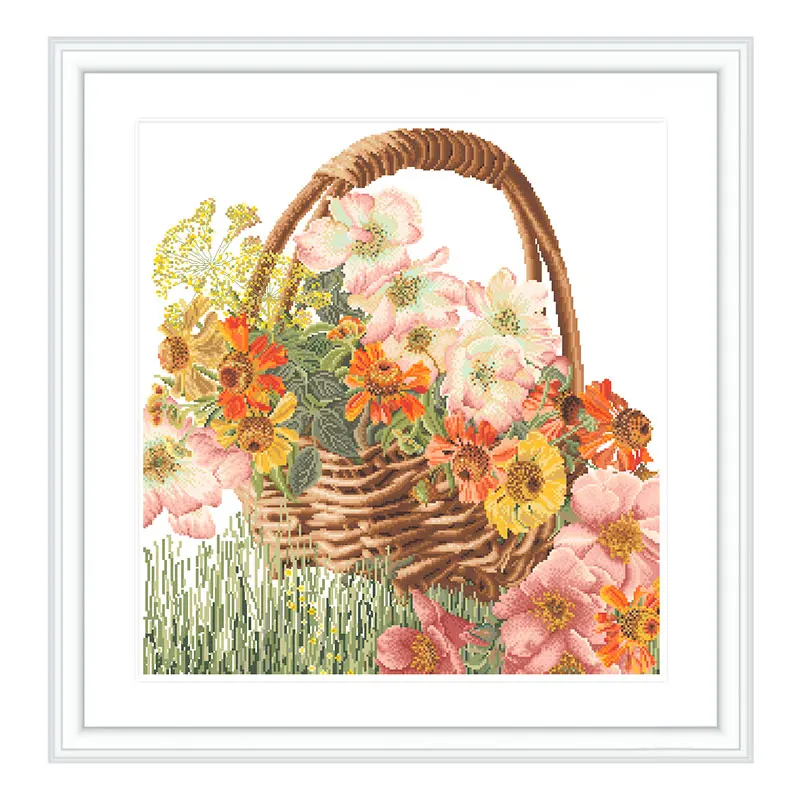 Fishxx Cross Stitch Kit Precision Printing B1692 Flowers In A Basket