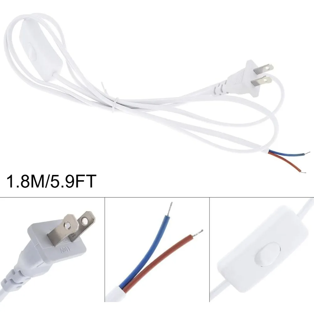 JOYINLED ON OFF Switch Cable Light Modulator Lamp Line Extension Cord for Table Lamp 10PCS 1.8M EU/US Plug Electricity Wire LED