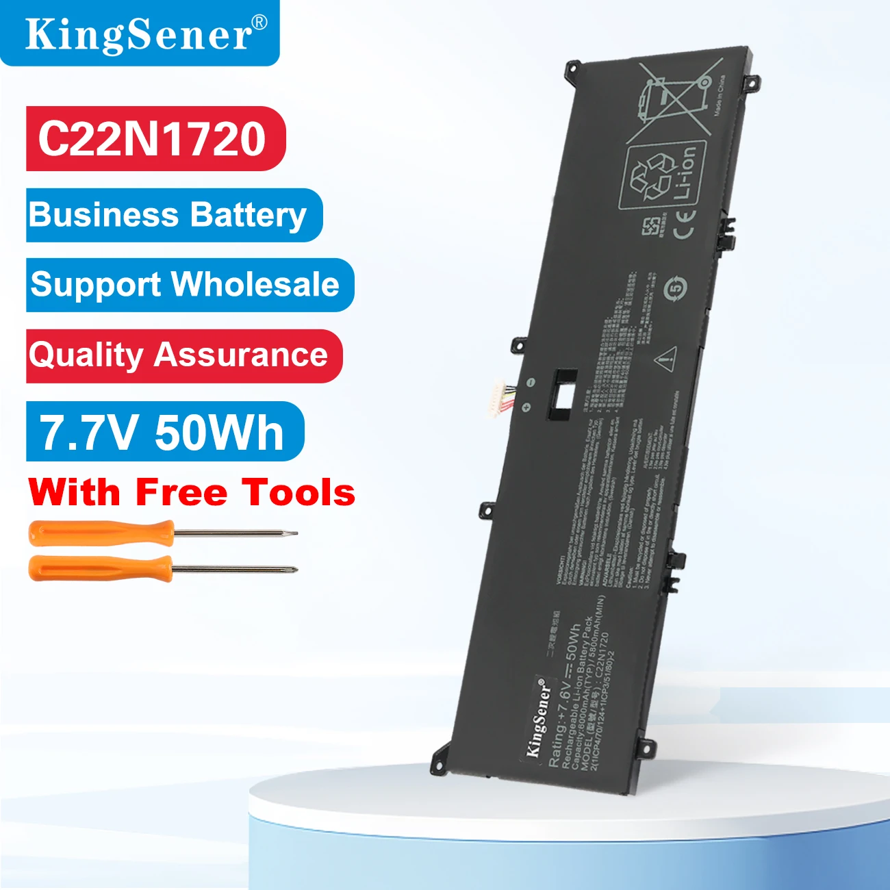 

KingSener C22N1720 Laptop Battery For ASUS ZenBook S UX391 UX391FA UX391UA UX391FA-AH001T Series Notebook 7.7V 50WH Free Tools
