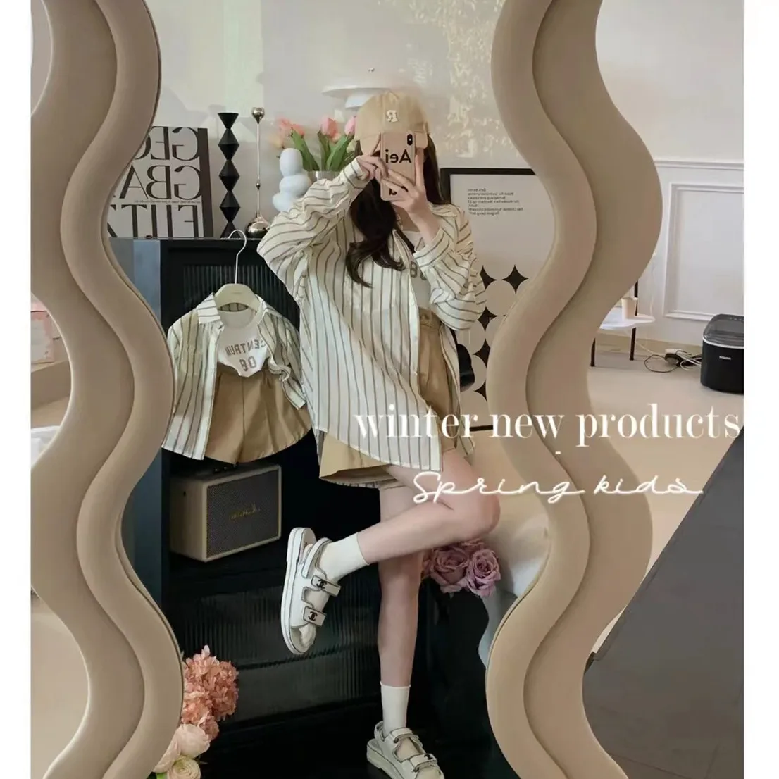 Mother And Daughter Clothes Set Women Fall Spring Outfits Fashion Mom Baby Girls Same Clothing Parent-Child Matching Korea Suit