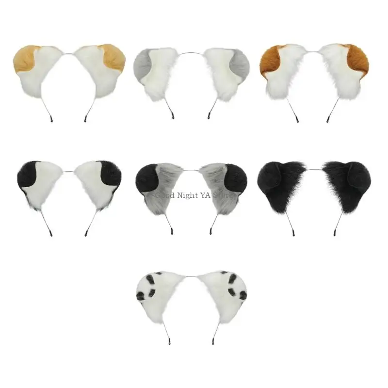 Diademas con orejas perro peluche animales para mujeres y niñas, diadema suave con orejas animal, adorno para
