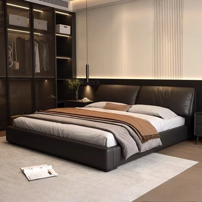 

#Luxury Modern Elephant Ear Leather bedroom beds and bed frames furniture Double bed 2 people full size beds frame 180x200cm