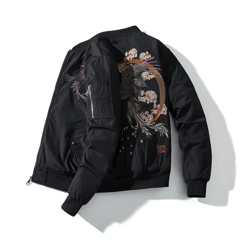 Men\'s Bomber Jacket Hip Hop Heavy industry embroidery MA1 Coat City boys Outerwear Baseball Collar Jacket