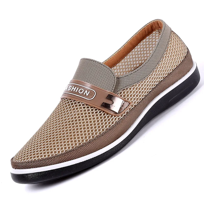 Summer Mesh Shoes Men Slip-On Flat Sapatos Hollow Out Comfortable Father Shoes Man Casual Moccasins Basic Espadrille 2023