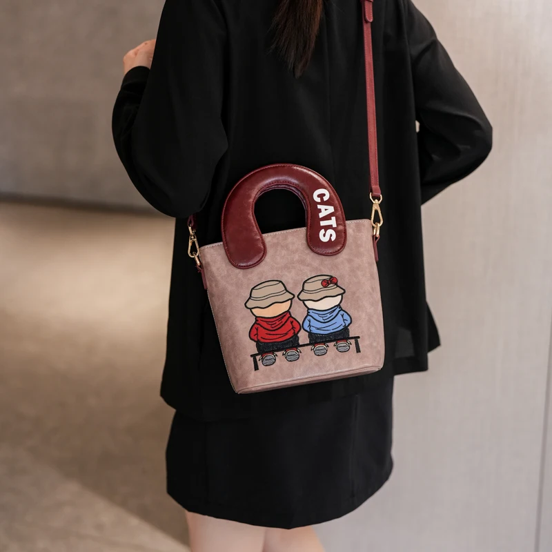 

Beibaobao 2025 New Summer Leisure Versatile Handheld Trendy Women's Bag Cartoon Bear Single Shoulder Cross Shoulder Bag