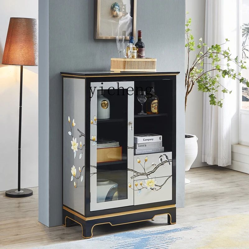 

LX Sideboard with Painted Glass for Living Room, Integrated Wall-Mounted Home Storage for Entryway