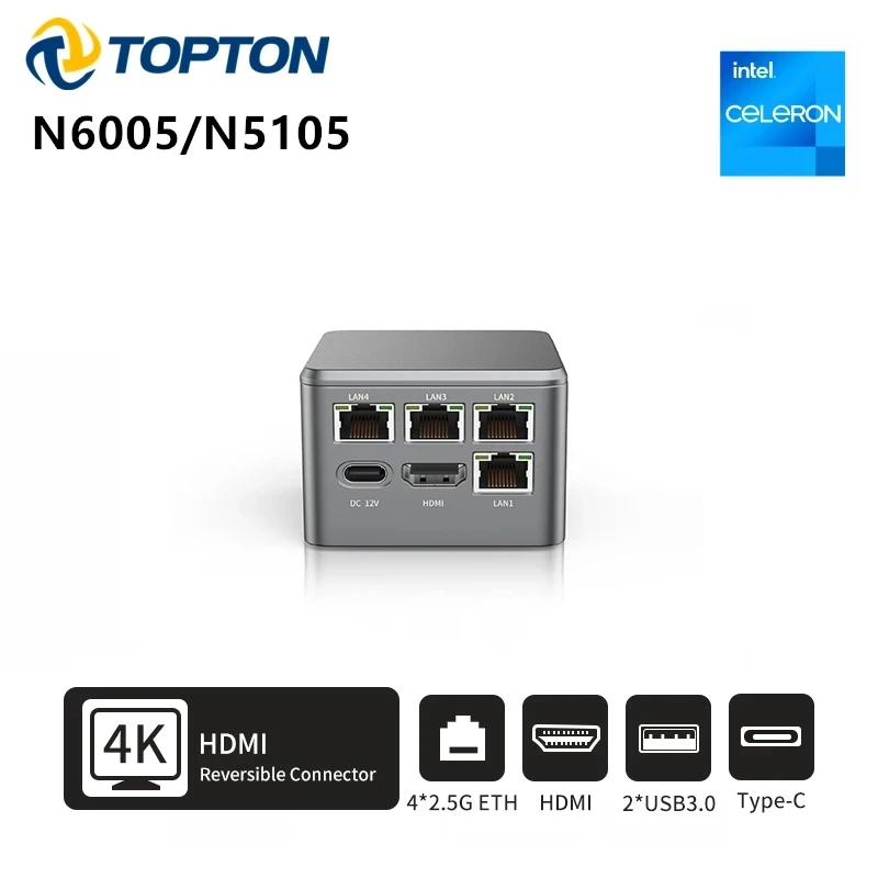 

Pocket 2.5G 4x Intel i226-V Firewall Box Mini PC Pentium N6005 Celeron N5105 Router NVMe HDMI2.0 Type-C Proxmox OPNsense ESXi