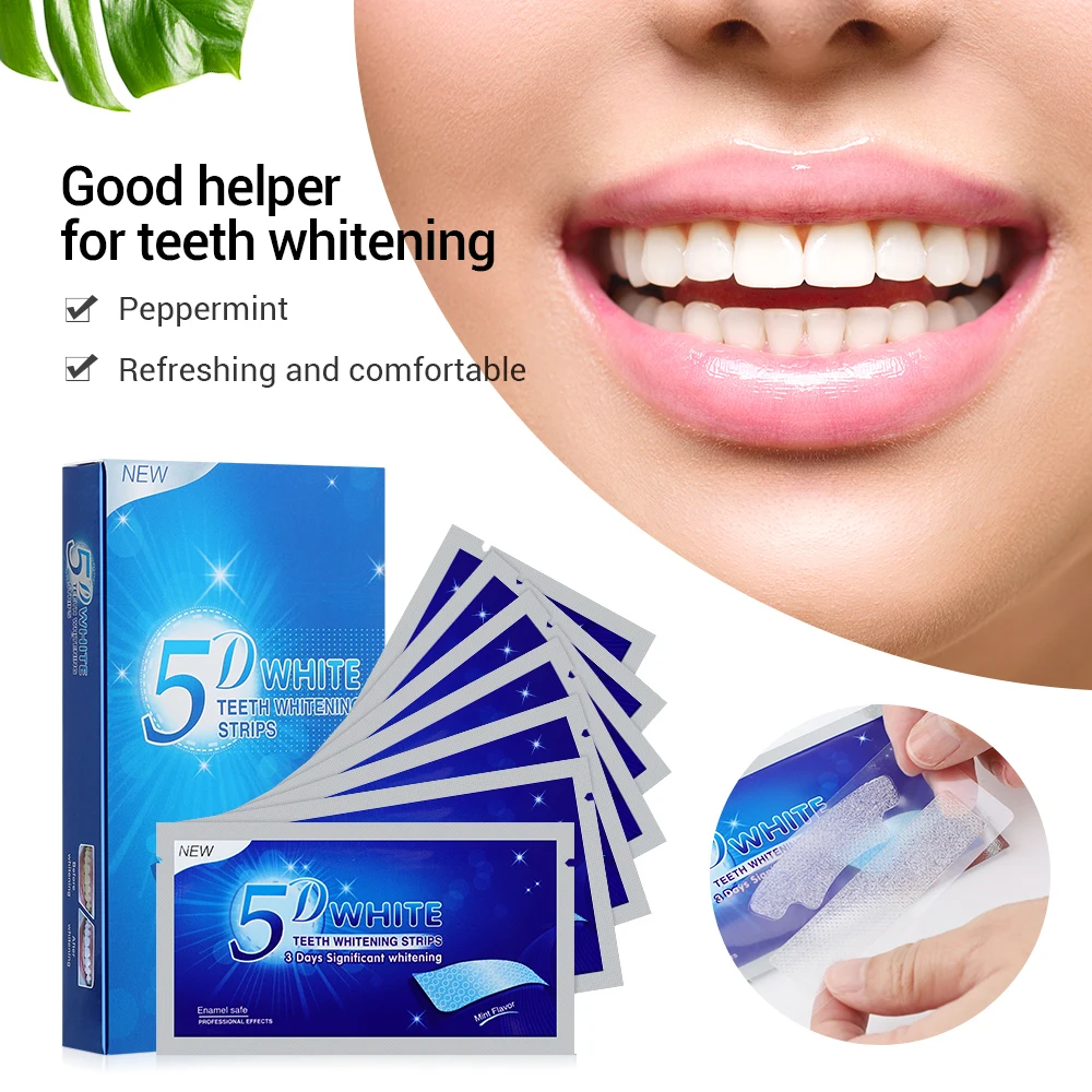 7Pair Teeth Whitening Strips Mint Scented Teeth Cleaning Gel Bleaching Tape Tooth Whitener Oral Care Dental Hygiene Bright-Strip