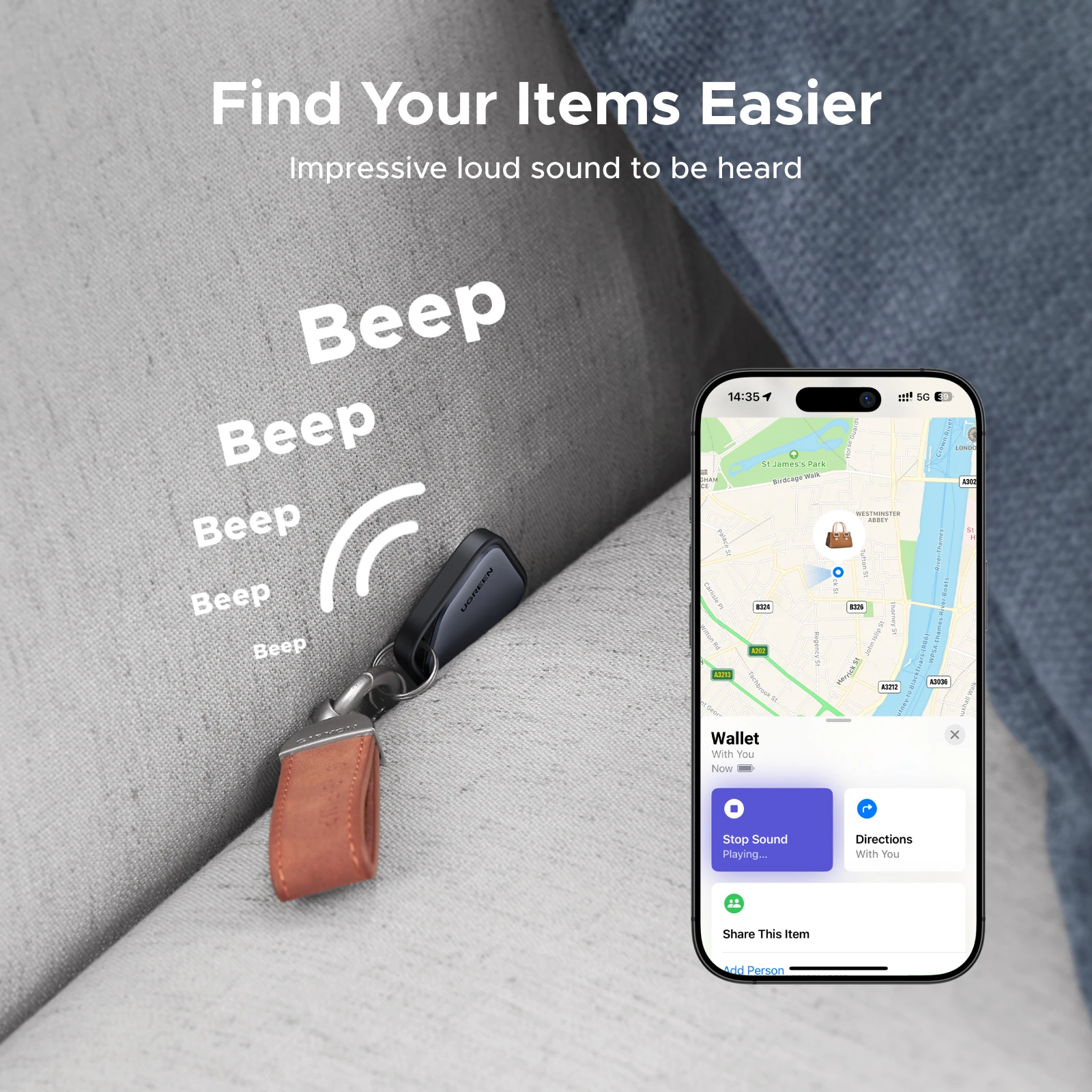 【2-Pack】 Smart Tag Bluetooth Tracker, Keys Finder Item Locator SmartTag Up to 2 Year Battery For iPhone Apple Find My (only IOS)