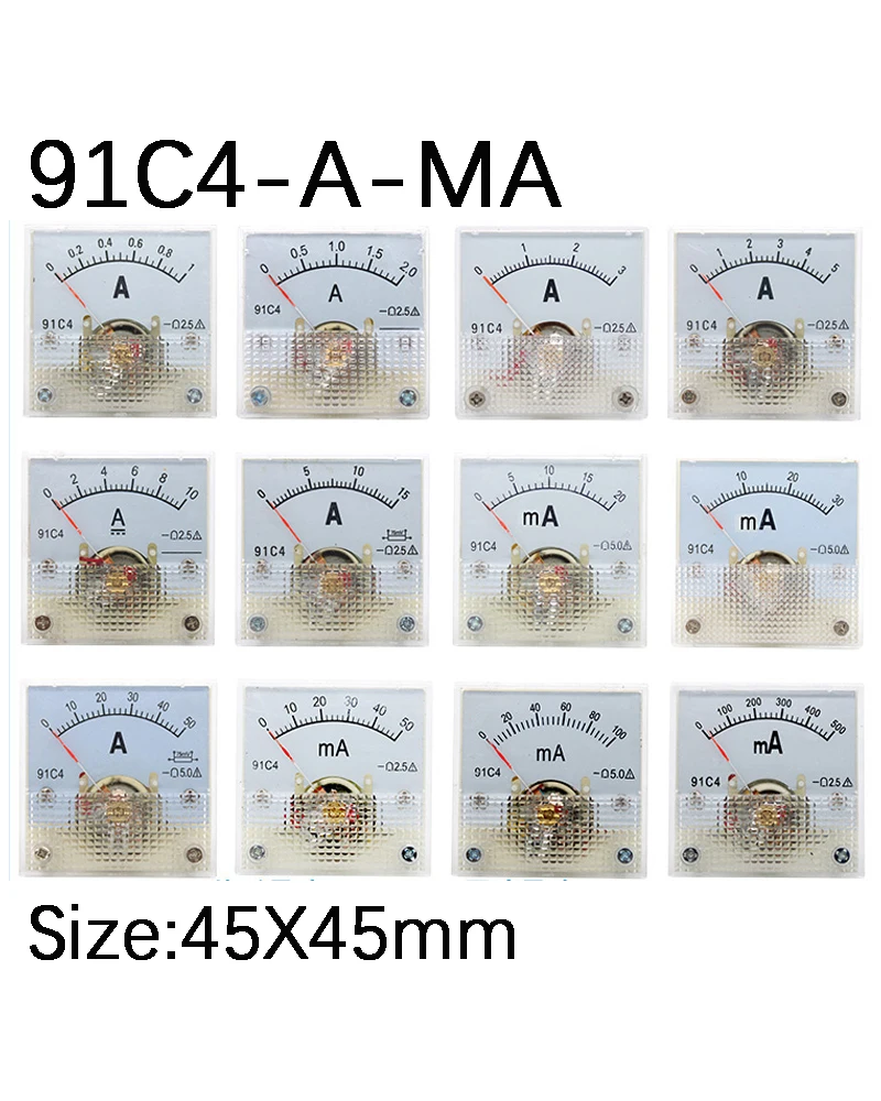 91C 4 amperomierz DC analogowy 1A 2A 3A 5A 10A 20A 30A 50A 100A 200A 300A 500A Panel mechaniczne ze wskaźnikiem Amper miernik miernik prądu