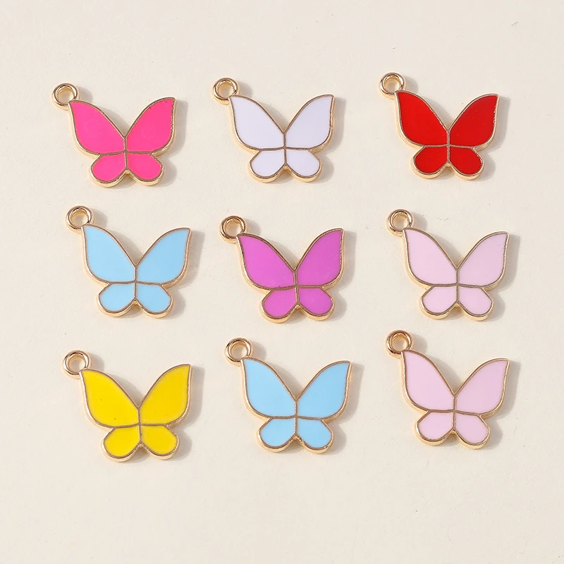 10 Stück niedliche bunte Emaille-Anhänger mit fliegenden Schmetterlingen für die Schmuckherstellung, Ohrringe, Halsketten, Armbänder, DIY-Bastelbedarf – Detail 12