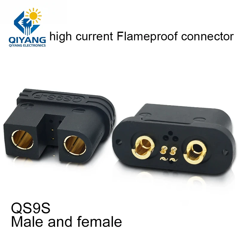 QS9S High current Flameproof Connector Gold-Plated Brass UL94-V0 for Solid-State Batteries/EV Hyperchargers/Industrial Robots