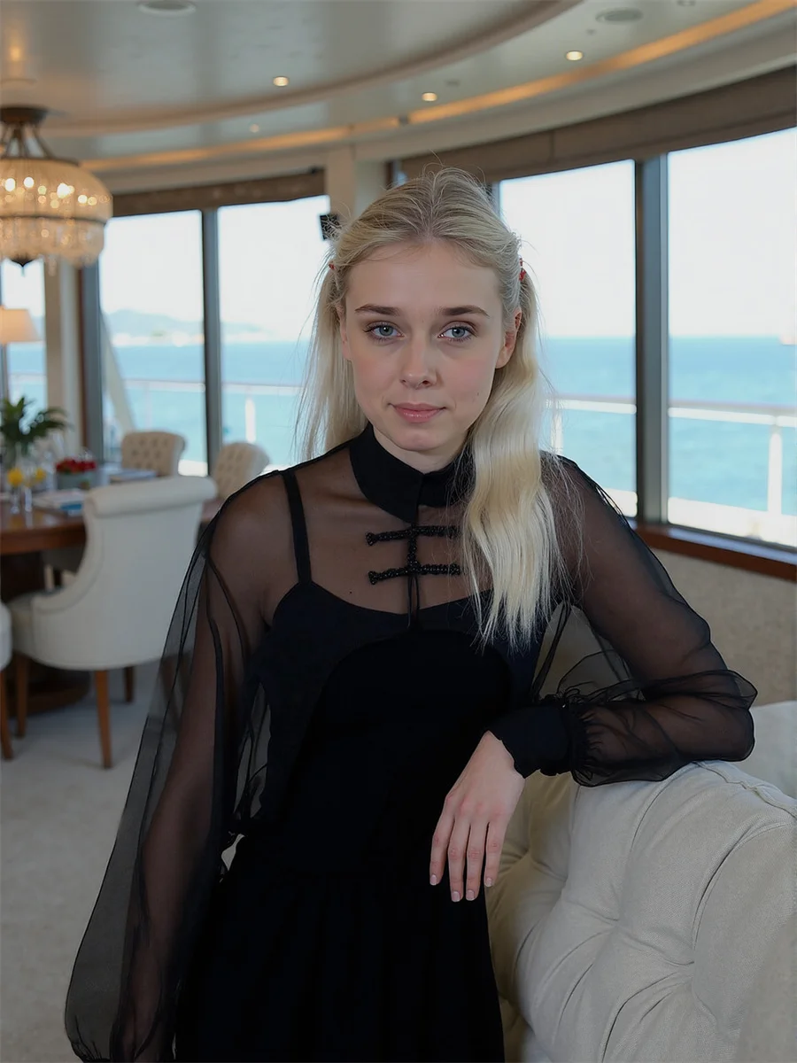 Long Sleeve Women Shirt Ladies Black Mandarin Collar Stand Neck Chinese Front Simple Basic Casual Minimalist Top Button Stylish