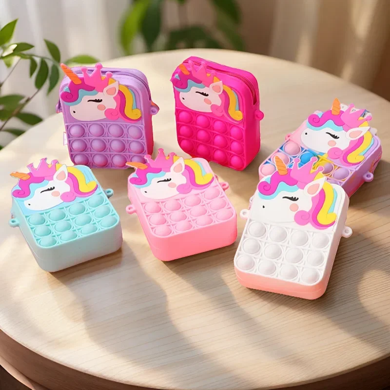 Magical Color-Changing Unicorn Coin Purse - Rainbow Silicone Kids Wallet for Girls, Cute Small Backpack Accessory (Ages 3-8)