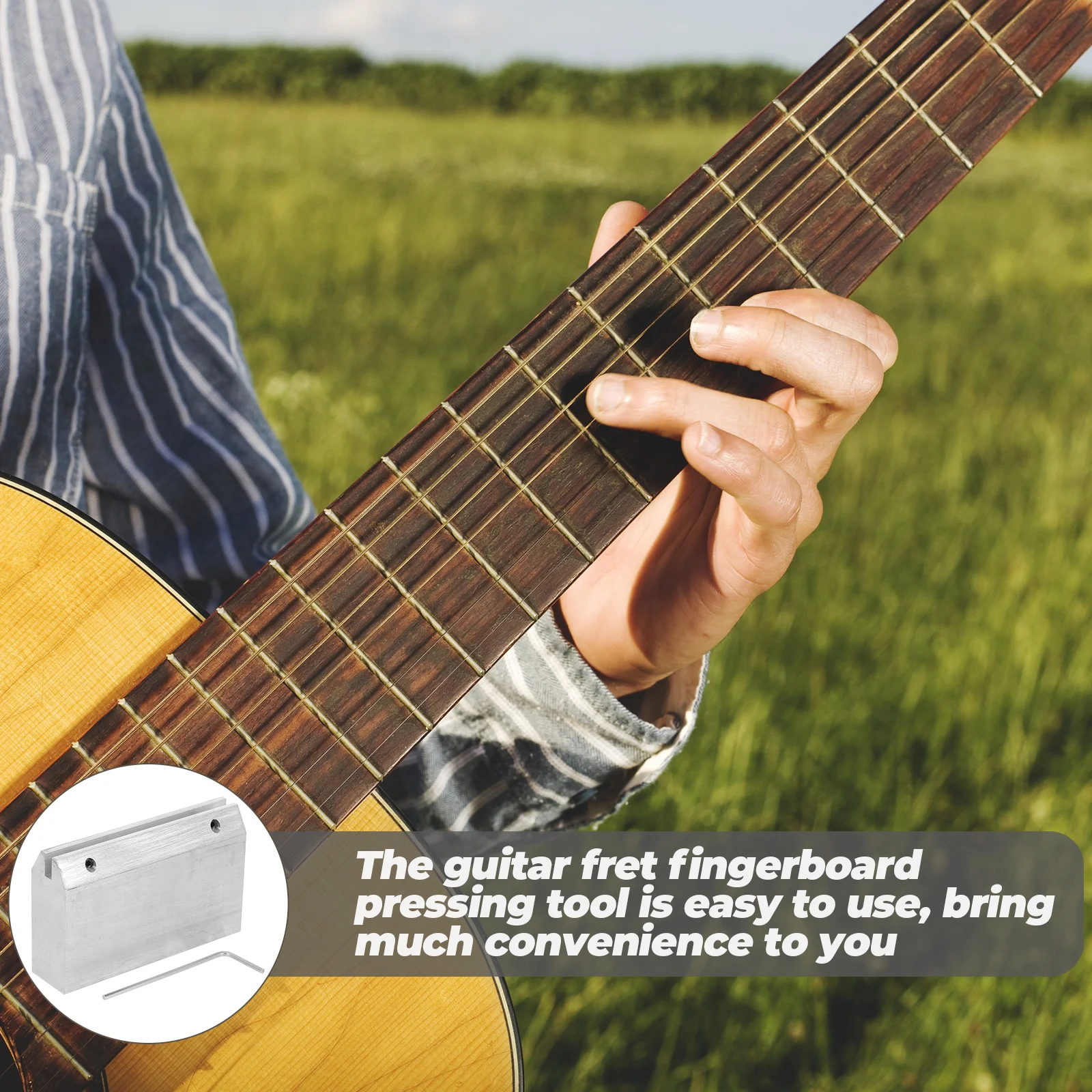 

1Set Guitar Fret Pressing Tool Metal Lightweight Portable Guitar Bass Fretboard Press Tool Fingerboard Accessories