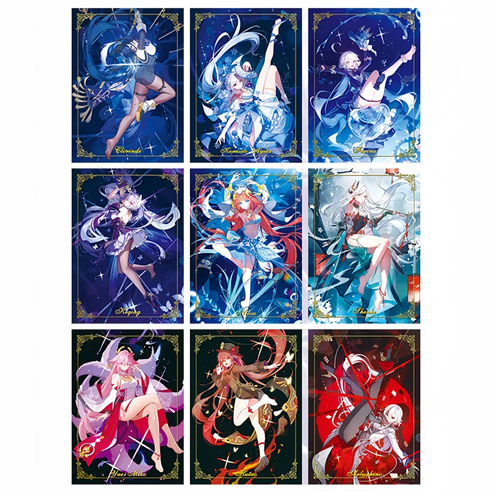 

9pcs/set Genshin Impact Yae Miko Shenhe Nilou Keqing DIY self-made Color Flash Card Anime Game Collection Card Gift Toy 63*88mm