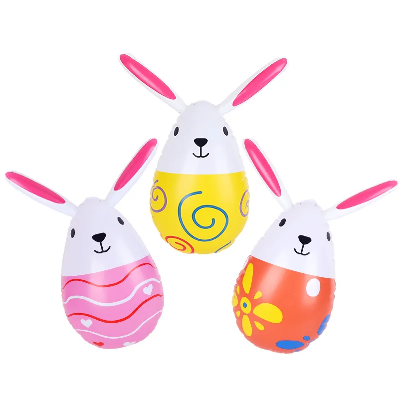 3Pcs Easter Eggs PVC Balloon Bunny Balloon Easter Decorations Outdoor Indoor Inflatables Bunny Decor Easter Ornaments