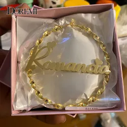 DOREMI 4-9cm Stainless Steel Bamboo Hoop Earrings Customize Name Earrings Bamboo Style Custom Earrings Charming Earrings Name