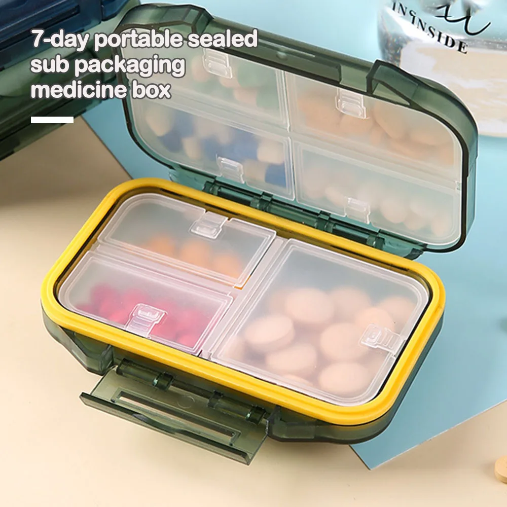 7 Days Pill Storage Box Holder Portable Medicines Dispenser Large Sealer Travel Tablet Storage Case Container Organizer