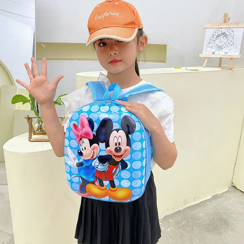 Disney Mickey Mouse Minnie Children\'s Backpack Anime Spider Elsa Printten Cute Cartoon Egg Shell Boy Girl Stitch School Bag Gift