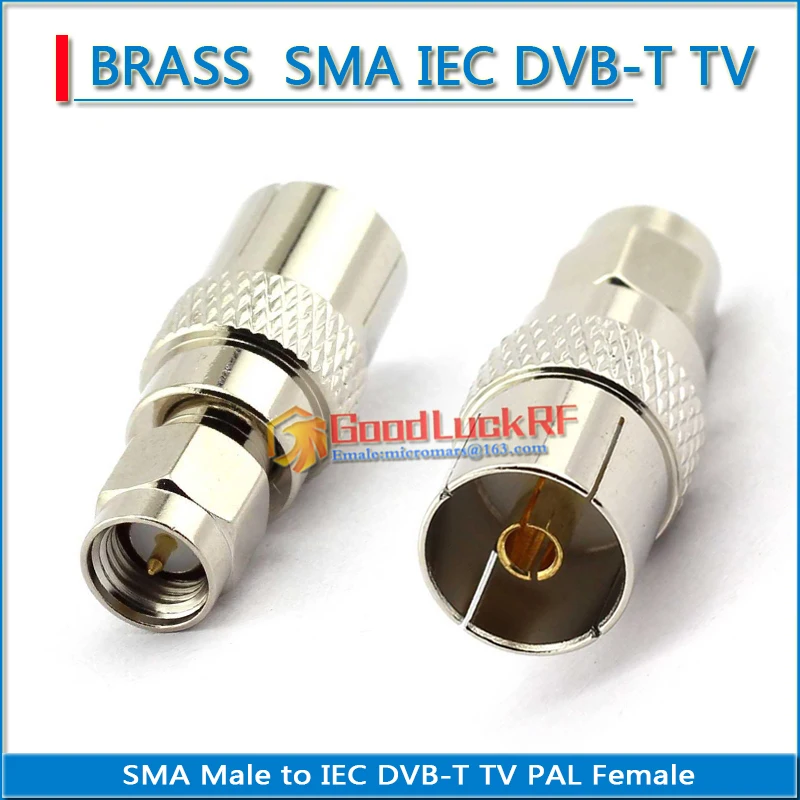 Kit set TV IEC DVB-T PAL Female to SMA Female Socket SMA Male to TV IEC Female Plug Nickel Plated Straight RF Adapters Connector