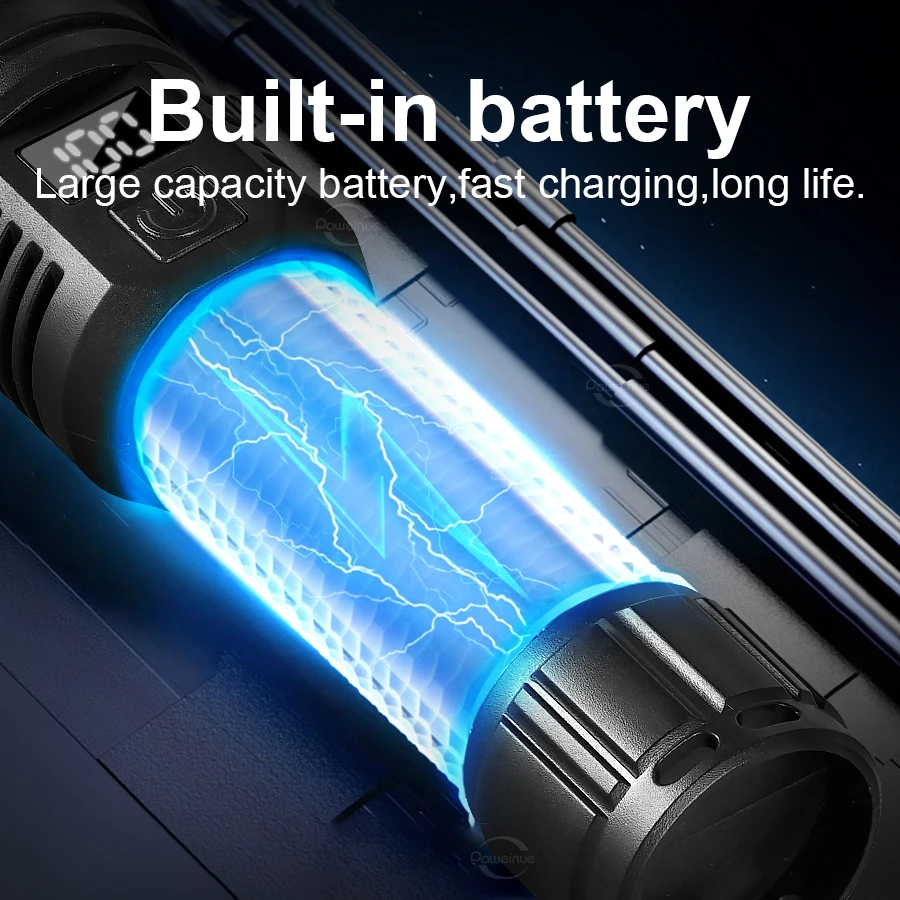 High Power Rechargeable LED Tactical Super Bright Flashlight IPX6 Waterproof Zoomable Torch for Outdoor Camping Fishing Lamp view 4
