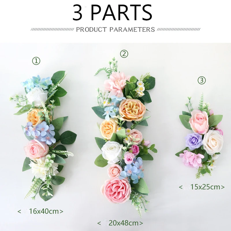 Yannew 3pcs/Set Pre-made Artificial Cake Flowers Decoration Pink Blue Wedding Birthday Party Cake Toppers Flower for Baby Shower