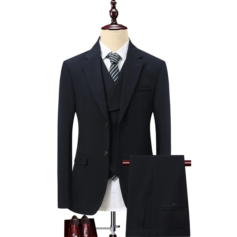 High-Quality Men's Fashionable Three-Piece Suit Set Versatile Trendy Business Casual Wedding Banquet Ensemble