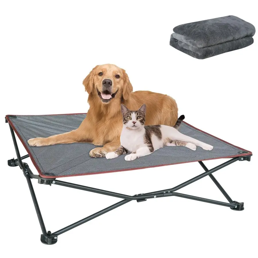 

Foldable Dog Bed Pop up 36 x 36 x 10 inch Elevated Pet Cot Outdoor Breathable Removable Plush Pad amp Carrying Bag Raised Dog Ca