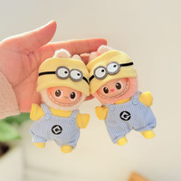 【4.0 clothes】For Labubu Clothes Minion Overalls Suit Cute Glue 10cm Doll Knitted Hat Diy Clothes Accessories Gift