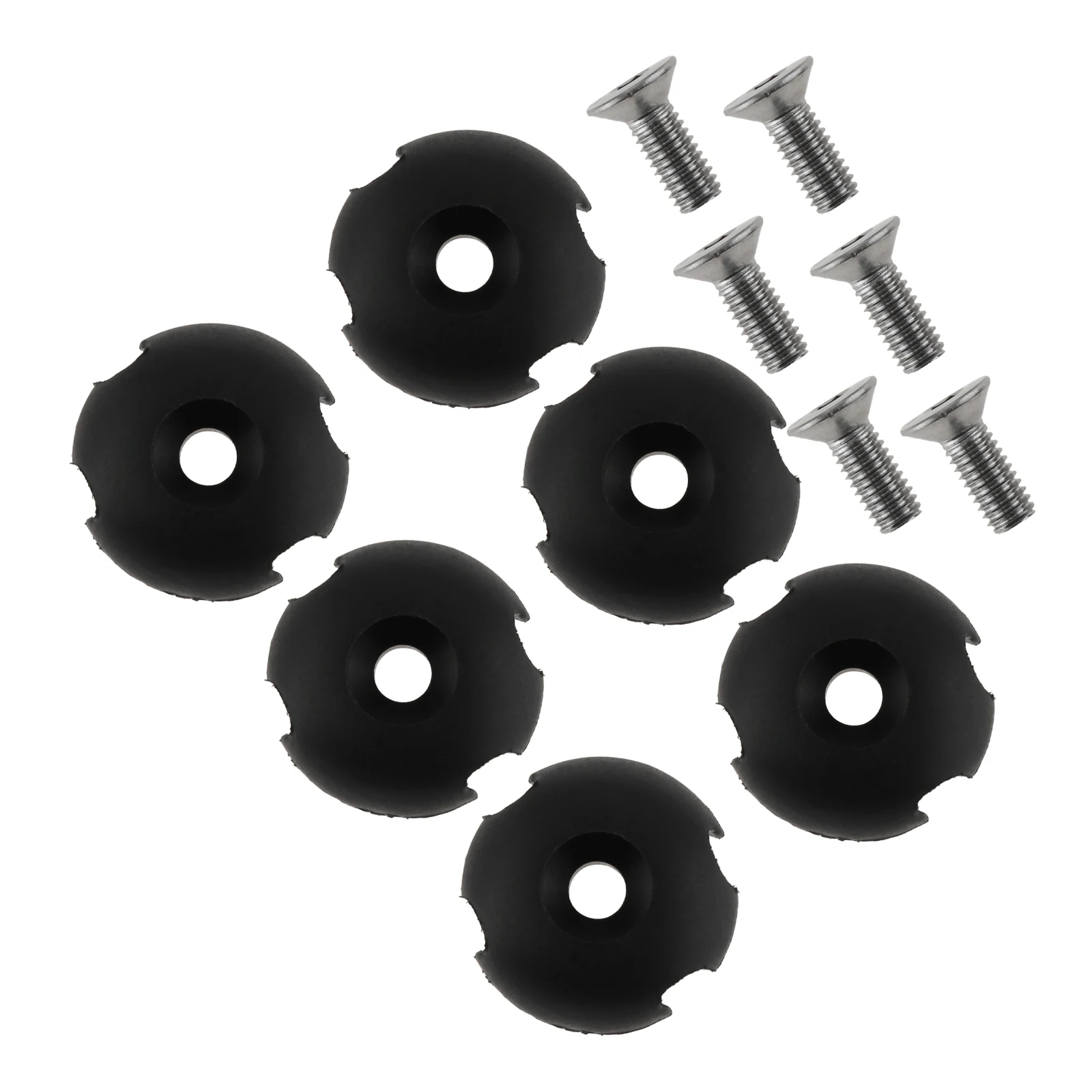 6Pcs Black PVC Kayak Deck Line Guide Rope Buckle with Screw Boat Fitting Accessories for Canoe Dinghy Marine 31 x 11mm