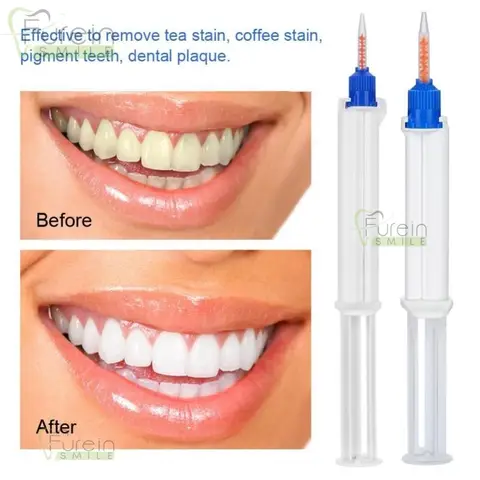 10PCS Professional 5ml Dental Clinic Use 44% Hydrogen Peroxide Teeth Whitening Gel 44 HP Dual Barrel with Mixture Tip